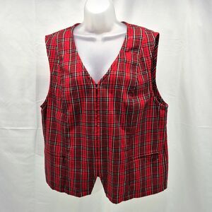 Vintage Elisabeth by Liz Claiborne Red Tartan Plaid Sleeveless Vest Top 1X Y2K